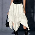 thumbnail image 2 of LWavelet Asymmetrical Lace Trim Midi Skirt Women Casual Trendy Edgy Versatile Bottoms White M, 2 of 5
