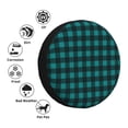thumbnail image 4 of Wukai Turquoise sur Fond Noir Imprimé à Carreaux Housse de Pneu de Rechange pour Remorque RV, Housse de Roue en Cuir Synthétique PVC Imperméable pour Camion, Remorque, RV, SUV, Véhicule Récréatif-15 Pouces, 4 of 6