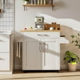 thumbnail image 5 of Costway Rolling Kitchen Island Cart Storage Cabinet w/ Towel & Spice Rack White, 5 of 10