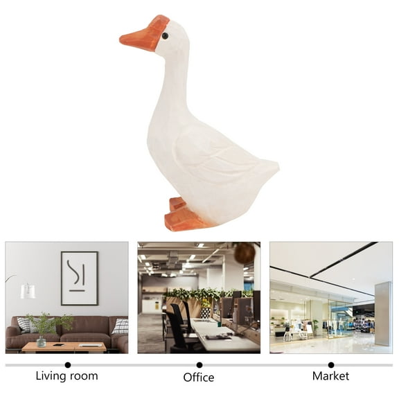 LEORX 1Pcs White Wooden Goose Figurine Bird Figurine Photo Prop for Art Craft Lovers