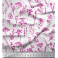 thumbnail image 1 of Soimoi Pink Modal Satin Fabric Leaves & Primrose Floral Print Fabric by the Yard 42 Inch Wide, 1 of 3