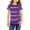 Dark-purple, variant on Stripe Print Kids Short Sleeve Summer O-Neck Button T-Shirt Children Tops