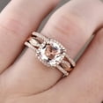 thumbnail image 7 of 5.75 Carat 10mm Cushion Cut Morganite 10k Rose Gold Wedding Set Diamond Moissanite Bridal Ring Infinity Stacking Matching Band, 7 of 7
