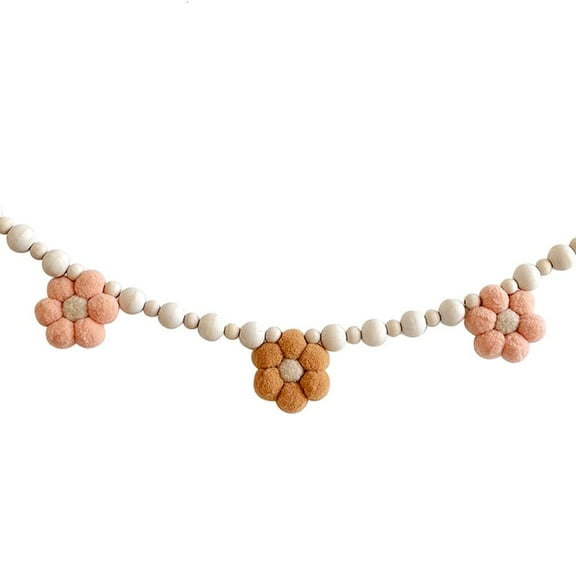 YIEMEEN Happy Birthday Banners Handmade Tassels Pendant Wall Decor Flower Shape Beaded Flag Baby Shower Party Decoration Supplies