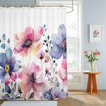 thumbnail image 4 of Shower Curtains for Bathroom, Pink Blue Spring Floral Waterproof Fabric Shower Curtain, Summer Botanical Watercolor Decorative Bathroom Curtain for Bathtub, 72"x78", No Hooks Included, 4 of 9