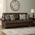 thumbnail image 7 of Jade 98 Inch Sofa- Rich Brown Microfiber- 4 Pillows- Soft Cushions- Wood, 7 of 7