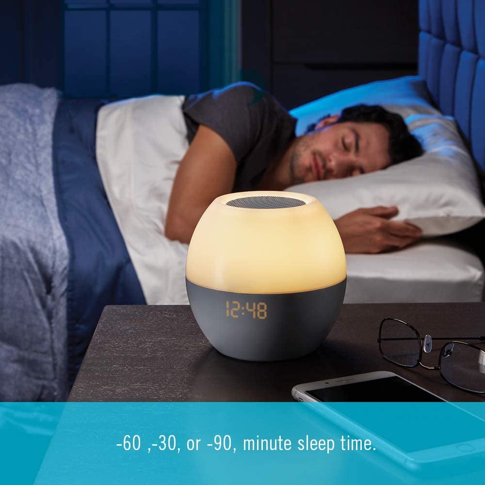 Homedics Sunrise Sound Spa, Sound Mixer Sound Machine and White Noise Machine with a Sunrise Alarm Clock, Bluetooth Speaker, Night Light with 7 Colors and Auto-Shut Off for Infants and Adults