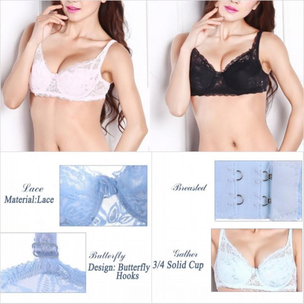 Push Up Bra for Women Demi Cup Padded Underwire Supportive Add Size Bras  Lace Everyday Comfort Padded Up Embroidery Lace Bra 32-40B