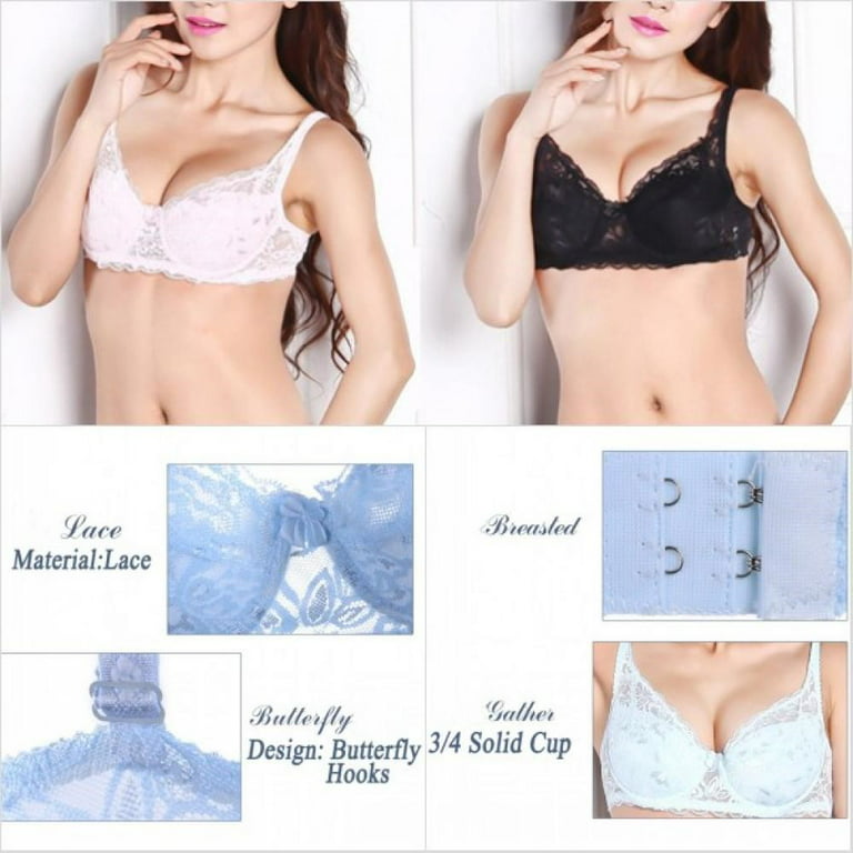 New Push up Lace Brassiere Thin Padded Underwire Bra Size 36 38 40 42 44 C  BR21