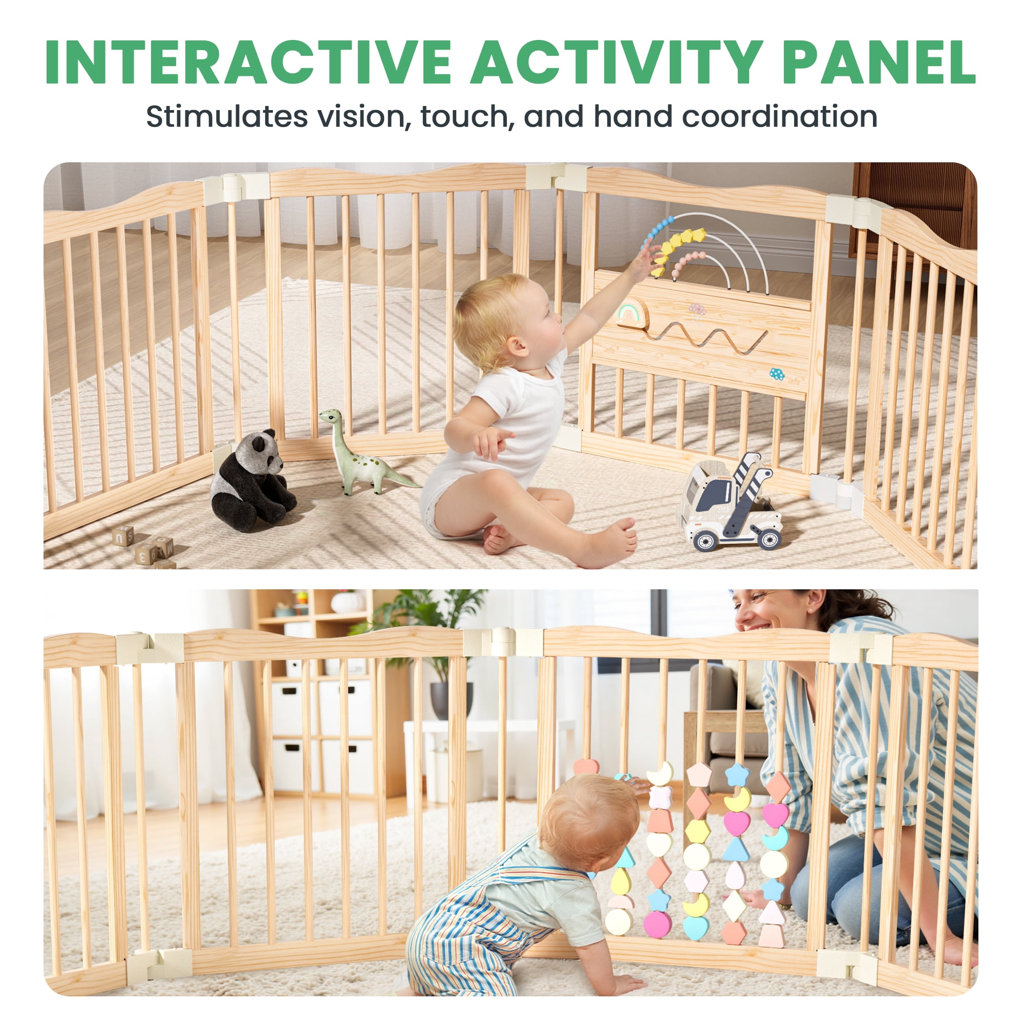 Woodty 100% Solid Pine Wood Safety Fence Set for Kids