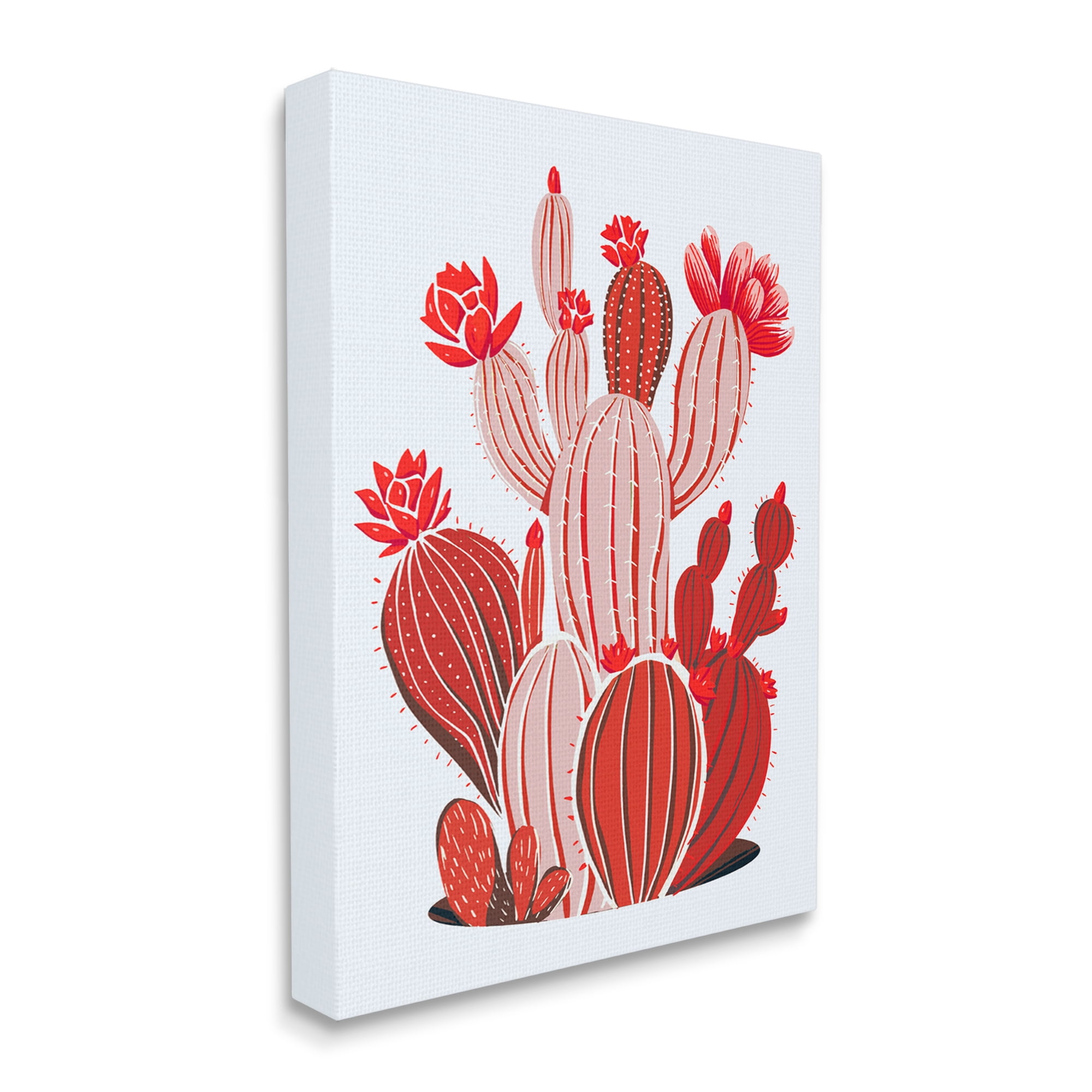 Stupell Industries Red Modern Cactus Plants Botanical & Floral Painting Gallery Wrapped Canvas Print Wall Art, 24 x 30