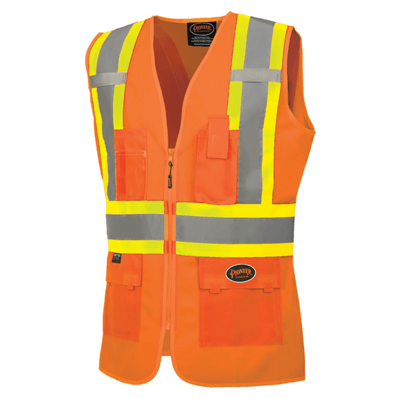 Pioneer Women's Custom Fit Hi-Vis Mesh Back Safety Vest  - Color:  Hi-Vis Orange  - Size: 2XL