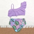 thumbnail image 6 of Yindaity Girls 2 Piece Bathing Suit Girl's 2 Piece Swimsuit Set Wireless Cute Bathing Suit Summer Beachwear Bikini Sets(Light Purple,8-9 Years), 6 of 7