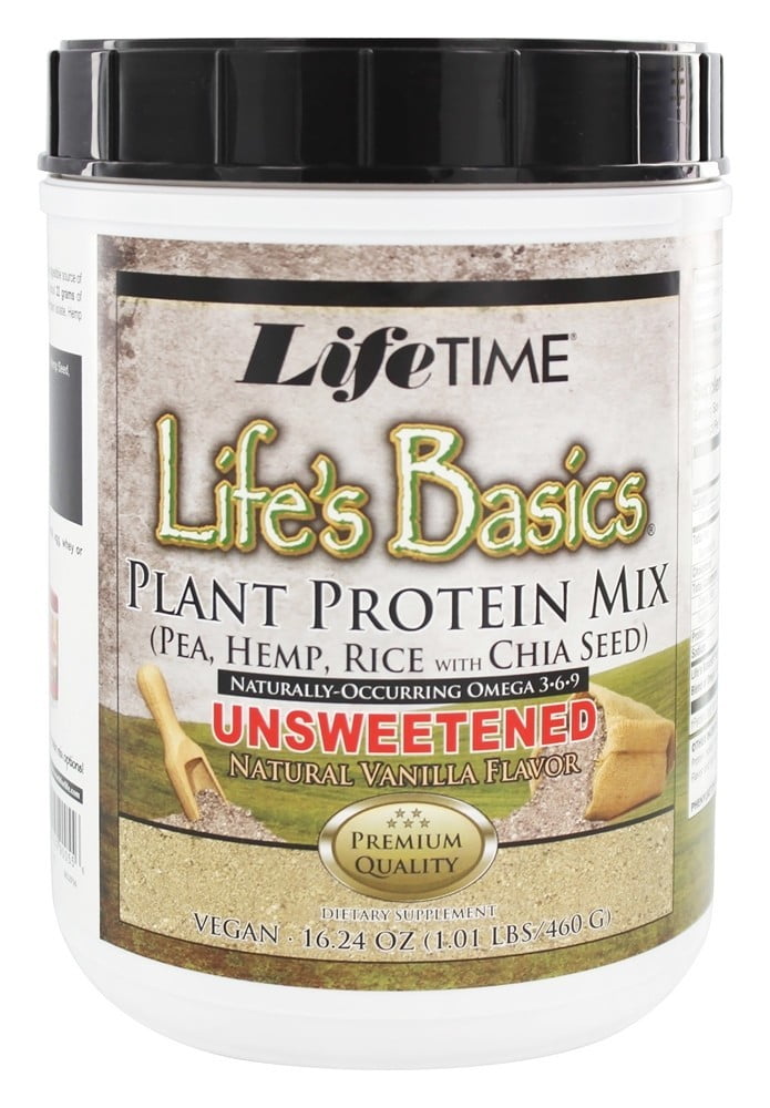 LifeTime Vitamins Life's Basics Plant Protein Unsweetened Vanilla 1 lb. by Lifetime