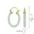 thumbnail image 4 of Bling Jewelry Womens Light Green Jade Gemstone Bamboo CZ Hoop Earrings 14K Gold Plated Silver 1.2", 4 of 4