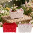 thumbnail image 2 of PEIBang Velvet Bow Storage Baskets,Storage Bin with Handle Home Decor,Closet Organizer for Countertop Tabletop and Shelf, 2 of 7