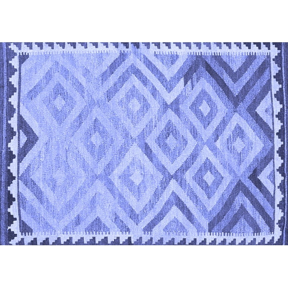 Ahgly Company Machine Washable Indoor Rectangle Southwestern Blue Country Area Rugs, 2' x 4'