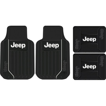 4 Piece Jeep Elite Series Logo Black Heavy Duty Front Rear Floor Mats Car Truck