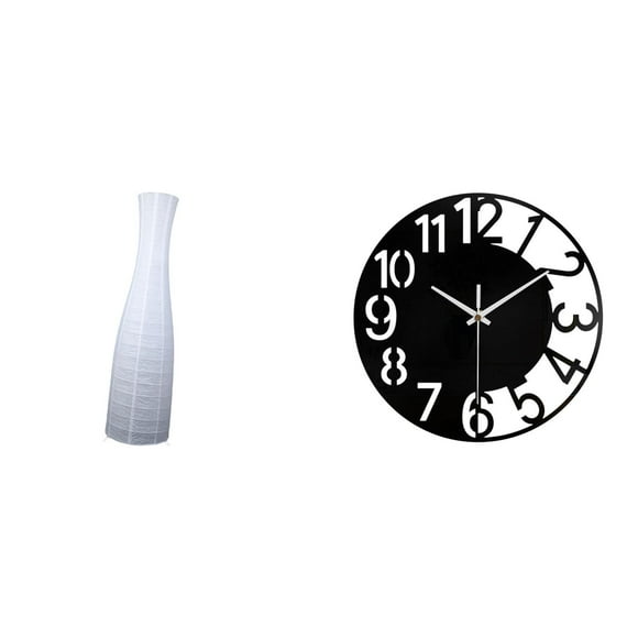 Protector de pantalla de lámpara de pie minimalista de papel y reloj de pared decorativo silencioso de acrílico para dormitorio de hotel, sala de esta