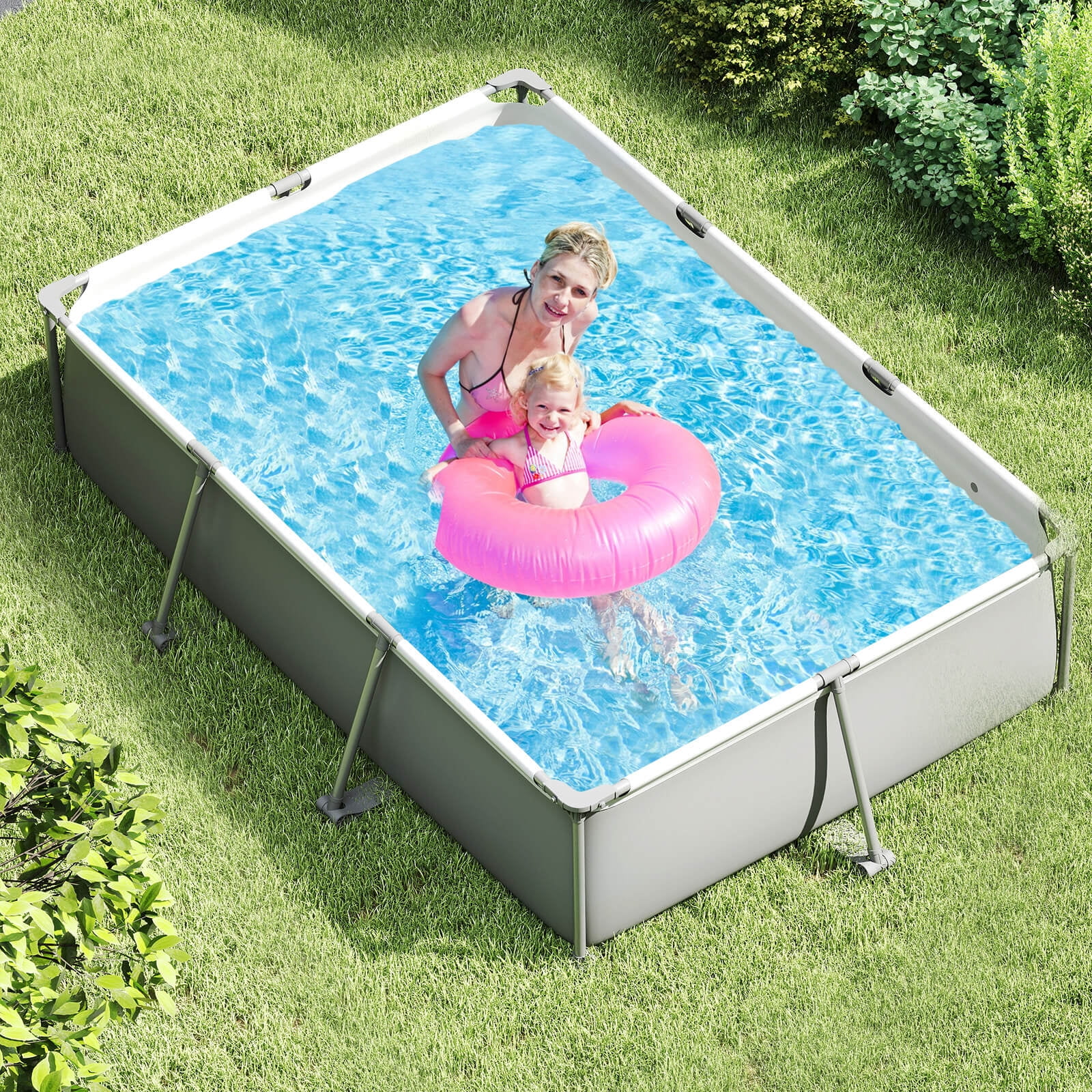 Costway 978 Gal Outdoor Family Swimming Pool with Metal Frame Multi-layer PVC Fabric