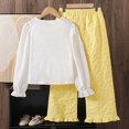 thumbnail image 6 of NOLDARES Toddler Infant Girls 2 Piece Fall Clothing Set Long Sleeve Round Neck Top and Elastic Waist Joggers Outfits Clothes(White,9-10 Y), 6 of 7