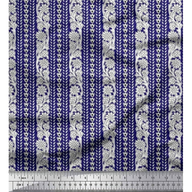 Soimoi Tissu Satin Modal Feuilles & Floral Imprimé 1 Yard 42 Pouces de Large