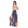 thumbnail image 3 of FORMRS Womens Long Sarong Beach Wrap Semi-Sheer Bikini Skirt Bathing Swimsuit Cover Up, Halloween Orange Ghosts, 3 of 7