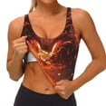 thumbnail image 3 of Daiia Magma Fire Black Dragon Printed Women's Sports Bra, Breathable Activewear Bra with U-Back Design and Removable Pads, Comfortable and Supportive for Yoga, Workout-X-Large, 3 of 8