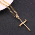 thumbnail image 3 of Gold Plated Crystal Nail Design Christian Cross Pendant Anti-Tarnish Resistant Necklace, J-265-Cross, 3 of 3
