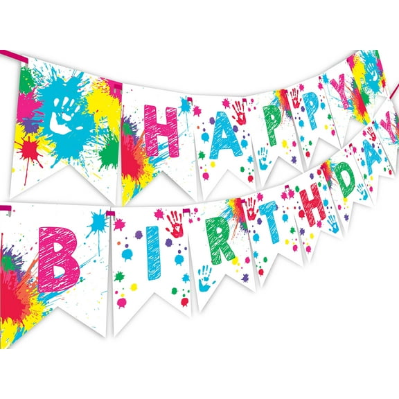 Art Party Happy Birthday Banner Pennant