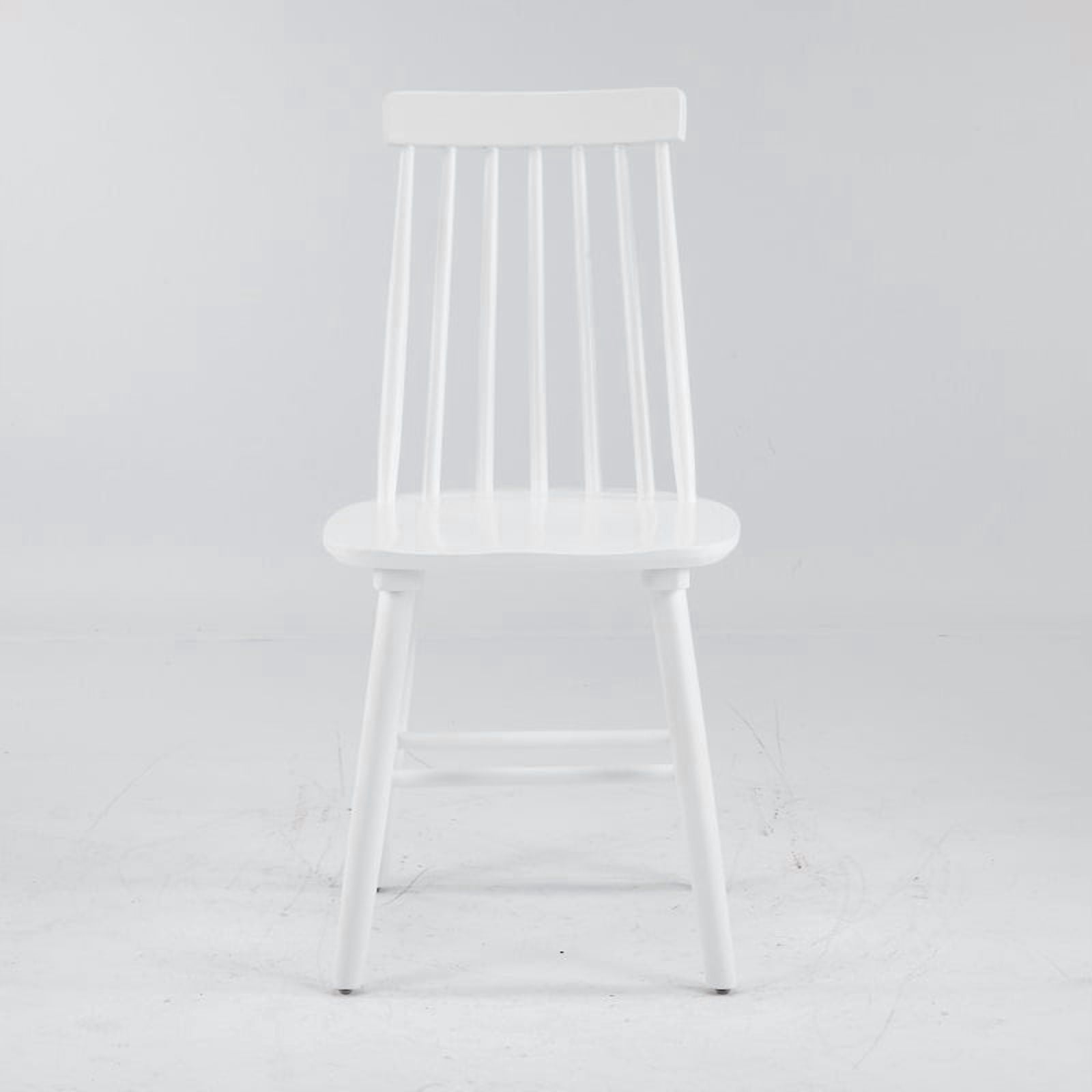 Farmhouse Solid Wood Windsor Dining Chairs, Set of 2, Spindle Back Side Chairs, White