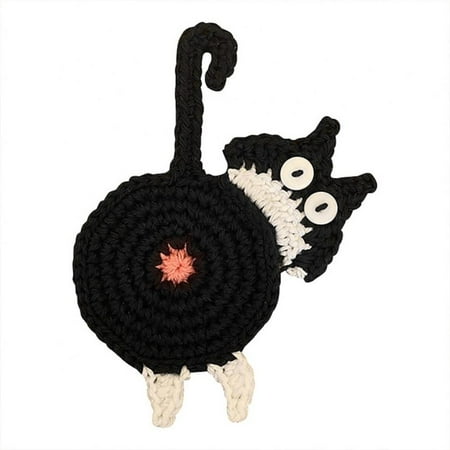 

Cat Butt Coasters Funny Drink Mat Handmade Crochet Cup Coaster Water Absorbent Bar Coasters for Home Bar Office Decor Drink Birthday Gift Coasters Gifts for Cat Lover 5.1x5.1inches