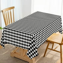 Black and White Diamond Checkered Tablecloth Girl Tea Themed Party Decoration Picnic Table Cloth Kitchen Dining Room Home Decor-60×84inch