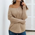 thumbnail image 4 of Hanerdun Women Knitted Sweater Female V-Neck Long Sleeve Pullover Khaki S, 4 of 6