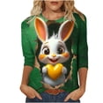 thumbnail image 2 of VKOYWKM Easter Tshirts for Women Easter Eggs Bunny Graphic T Shirts 3/4 Sleeve Casual Crew Neck T-Shirts Cute Easter Outfit Three Quarter Length Tunic Tops, 2 of 5