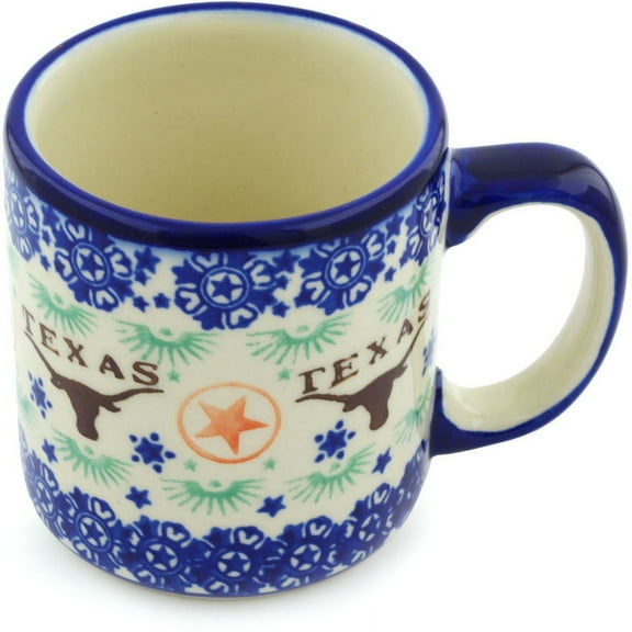 Polish Pottery 11 oz Mug (Texas State Theme) Hand Painted in Boleslawiec, Poland   Certificate of Authenticity