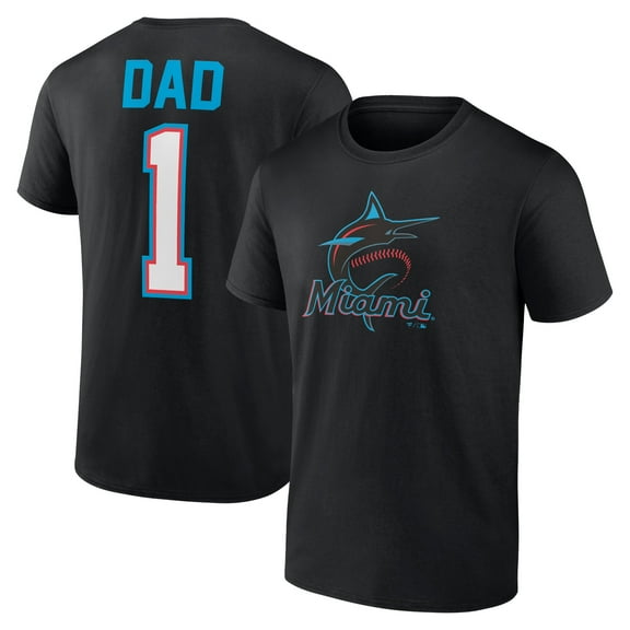 Men's Black Miami Marlins Father's Day #1 Dad T-Shirt