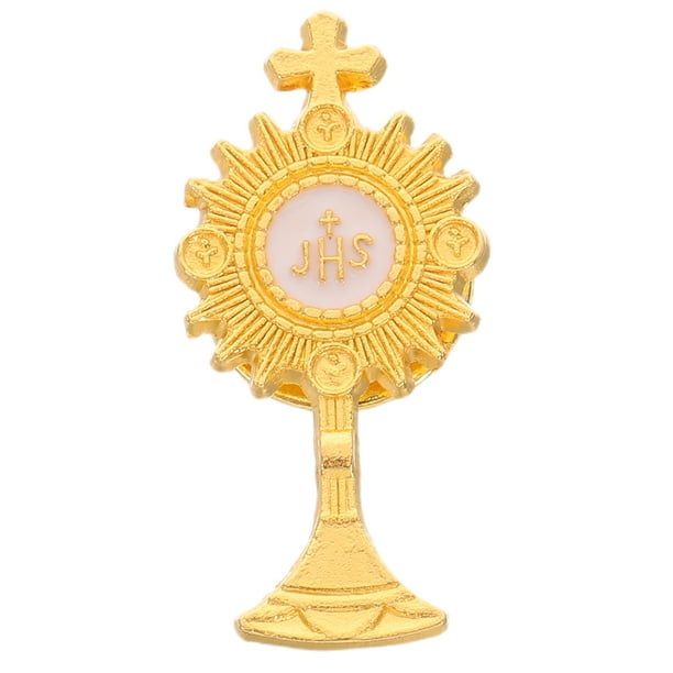 Broche dorado para el pecho, broche con cruz del cáliz para la Primera Comunión, accesorios religiosos católicos