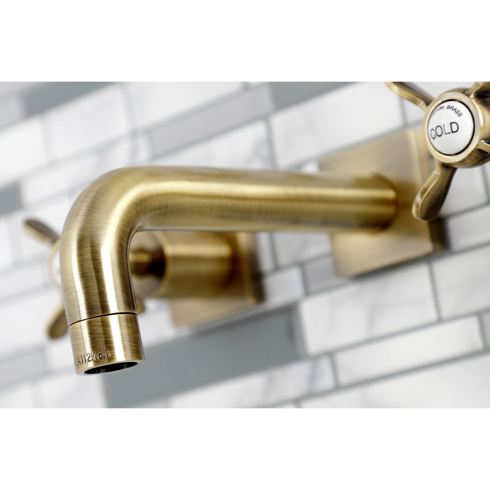 Kingston Brass KS6123BEX Essex Double-Handle Wall Mount Bathroom Faucet, Antique Brass