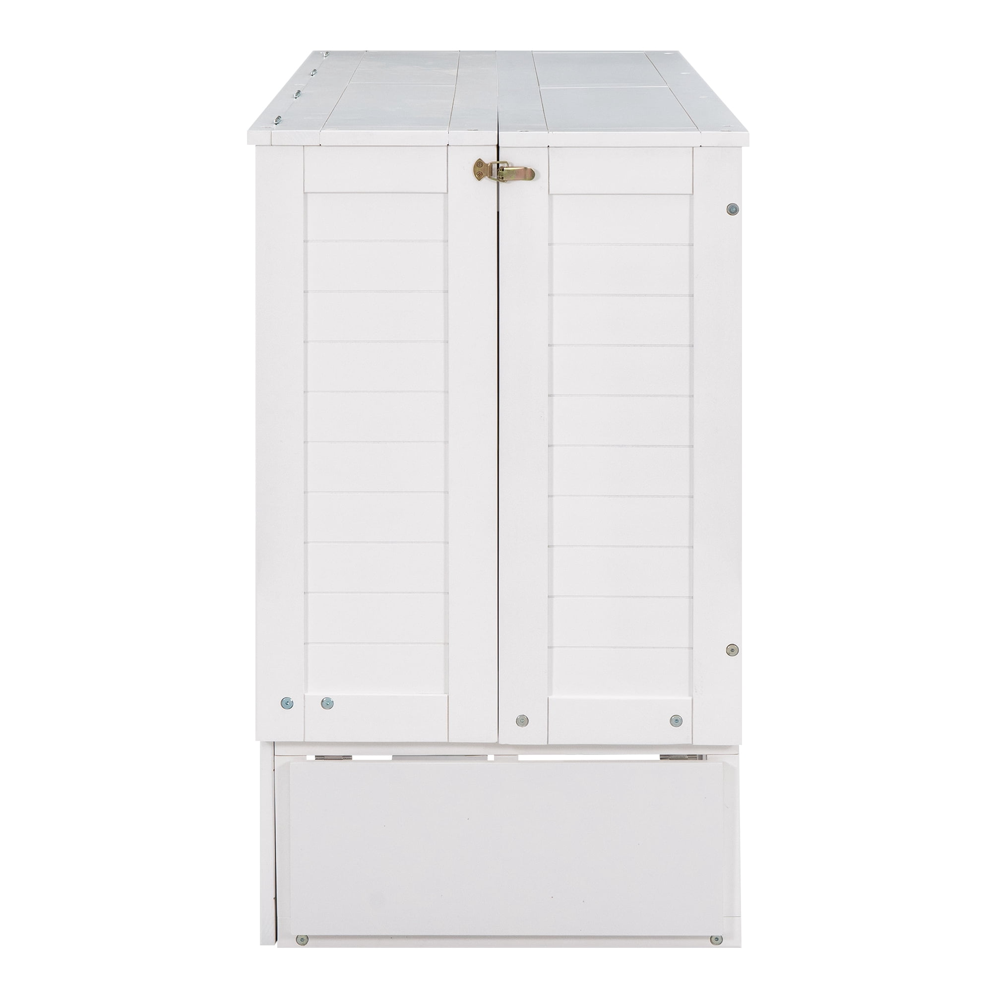 Euroco Queen Size Murphy Bed with Shelf and Drawers, Convertible into a Cabinet with USB Charging Station for Adult Living Room, Easy Open and Close