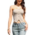 thumbnail image 1 of Top sin tirantes para mujeres, casual de verano, tejido, crop, color caqui claro, 1 of 6