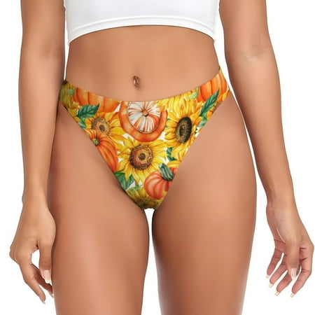 Lukts s Pumpkins And Sunflowers for G-String Thongs for Women -Sexy Low-Rise Panties with A Stretchy T-back  Perfect for Any Outfit  Available in XS-4XL-4X-Large
