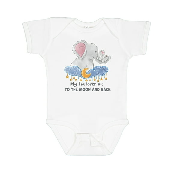 Inktastic My Tia Loves Me to the Moon and Back Elephant Family Boys or Girls Baby Bodysuit