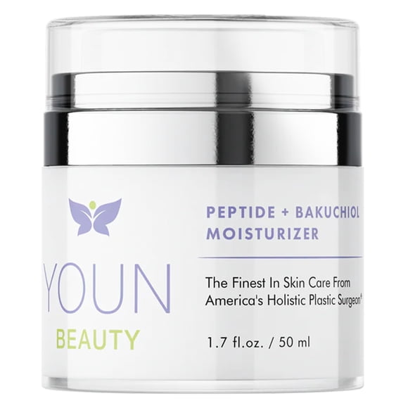 YOUN Beauty Peptide + Bakuchiol Moisturizer de Holistic Dr. Anthony Youn - Hidratante facial alternativo al retinol sin parabenos para apoyar la producción de colágeno, hidratación y elasticidad de la