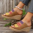 thumbnail image 6 of Women's New Summer Large Size Mixed Color Muffin Fish Mouth Wedge Sandals Sandals for Women 2025 Khaki 36, 6 of 8