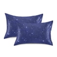 thumbnail image 2 of Haosy Satin Pillowcase for Hair and Skin Standard Cooling Silk Pillow Case with Envelope Closure Deep Blue Sparkling and Shining 20"x26", 2 of 9