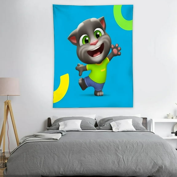 Tapestry for Talking Tom wall hanging Bedroom Dorm Funny Backgrounds Poster Wall Art Decorations Kids Girls Teens Gifts Funny 40×30 inch