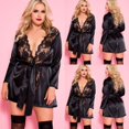 thumbnail image 1 of Plus Size Sexy Women Lingerie Sleepwear Robe Long Sleeve Mini Robe Nightgown, 1 of 5
