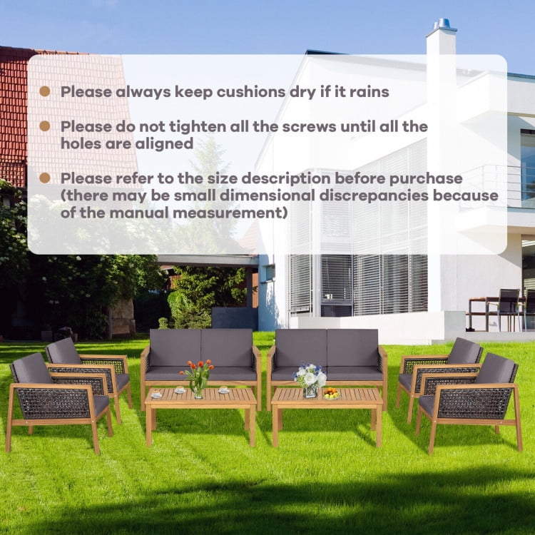 Aimee Lii 4 Pieces Wicker Furniture Set with Removable Cushions, Outdoor Patio Furniture, Gray Aimee Lii 4 Pieces Wicker Furniture Set with Removable Cushions, Outdoor Patio Furniture, Gray