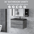 thumbnail image 4 of Modern 36" Wall-Mounted Bathroom Vanity in Grey with Black Quartz Sand Top Basin, 4 of 13